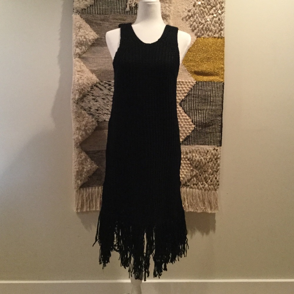 Knit Sleeveless Black Sweater Dress